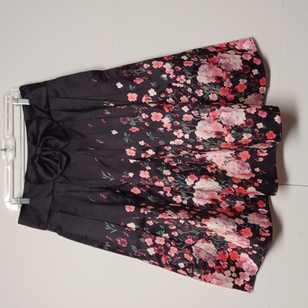 PERSUN Satin Floral Skater Skirt